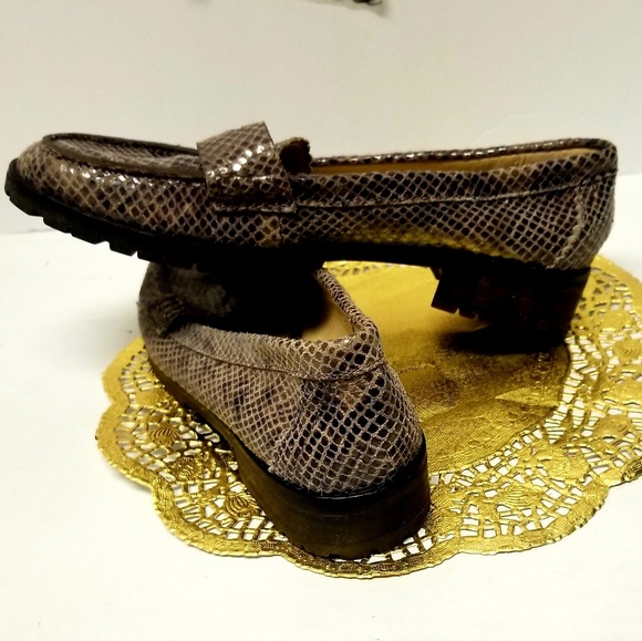 Coach Palmer Flint Gray Sand Snake Leather Loafers - Picture 3 of 8